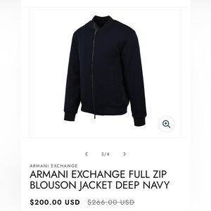 A/X Armani Exchange Navy Blue Bomber Jacket